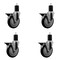 Service Caster 5'' Black Poly Swivel 1-3/4'' Expanding Stem Caster Set with Brake, 4PK SCC-EX20S514-PPUB-BLK-PLB-134-4 - alternate 1